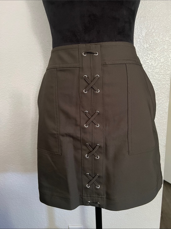 Express Dresses & Skirts - Express Olive Lace-Up Front Mini Skirt